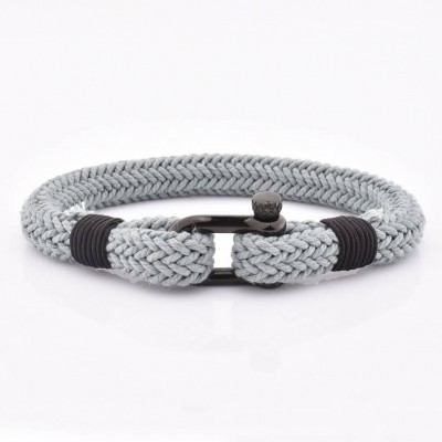 Wholesale Nautical Newest High Polishing Metal Buckle Navy Blue Cotton Bracelet