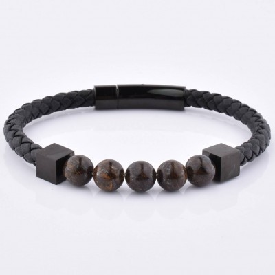 Hot Sale Products Men Rope Silver Charm Leather Rope Bead Bracelet